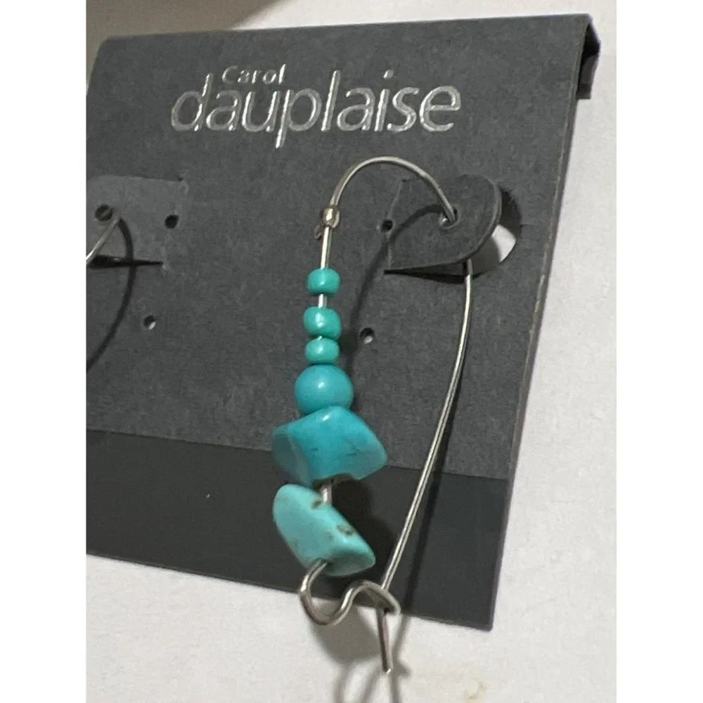 Carol Dauplaise Turquoise And Silver Dangle Earrings
